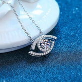 PETRINA STERLING SILVER MOISSANITE EVIL EYE PENDENT NECKLACE